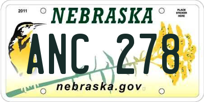 NE license plate ANC278