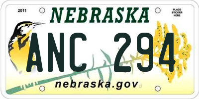 NE license plate ANC294