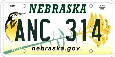 NE license plate ANC314