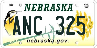 NE license plate ANC325