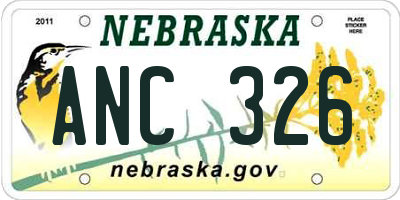 NE license plate ANC326