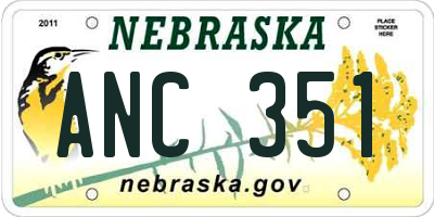 NE license plate ANC351