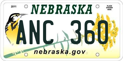 NE license plate ANC360