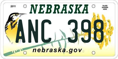 NE license plate ANC398
