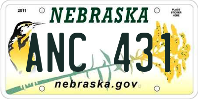 NE license plate ANC431