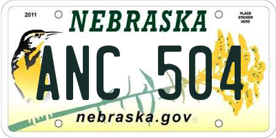 NE license plate ANC504
