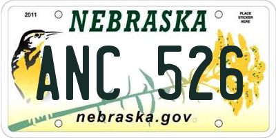 NE license plate ANC526