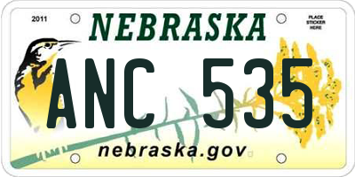 NE license plate ANC535