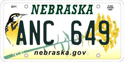 NE license plate ANC649