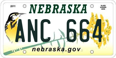 NE license plate ANC664