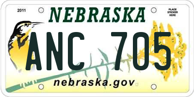 NE license plate ANC705