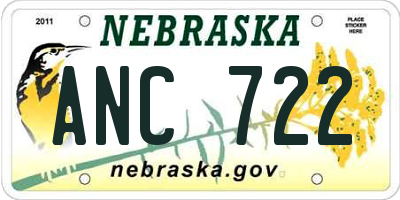 NE license plate ANC722
