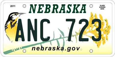 NE license plate ANC723