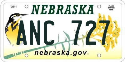 NE license plate ANC727