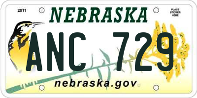 NE license plate ANC729