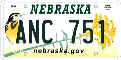 NE license plate ANC751