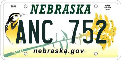 NE license plate ANC752