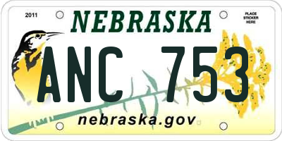 NE license plate ANC753