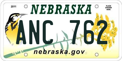 NE license plate ANC762
