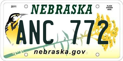 NE license plate ANC772