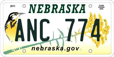 NE license plate ANC774