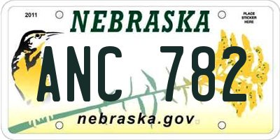 NE license plate ANC782