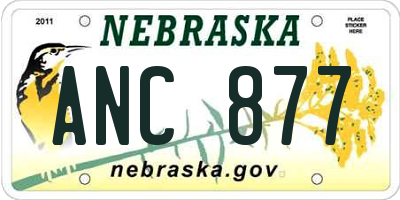 NE license plate ANC877