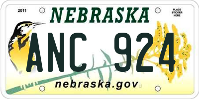 NE license plate ANC924