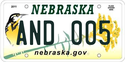 NE license plate AND005