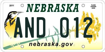 NE license plate AND012