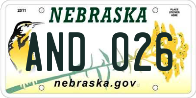 NE license plate AND026