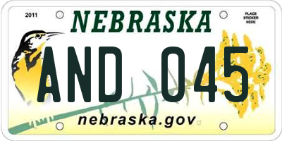 NE license plate AND045