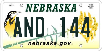 NE license plate AND144