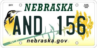 NE license plate AND156