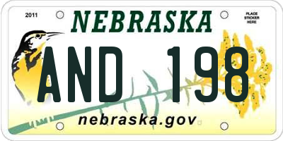 NE license plate AND198