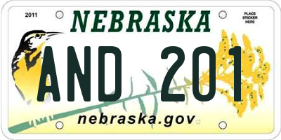 NE license plate AND201