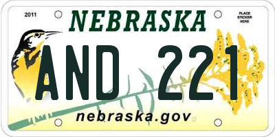 NE license plate AND221
