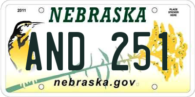NE license plate AND251