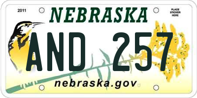 NE license plate AND257