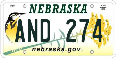 NE license plate AND274