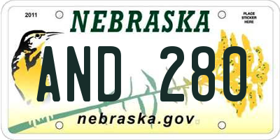 NE license plate AND280