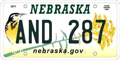 NE license plate AND287