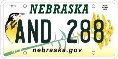 NE license plate AND288
