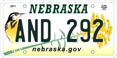 NE license plate AND292
