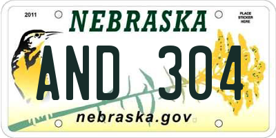 NE license plate AND304