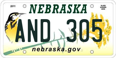 NE license plate AND305