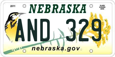 NE license plate AND329