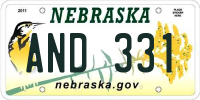 NE license plate AND331