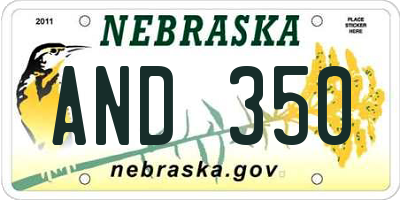 NE license plate AND350