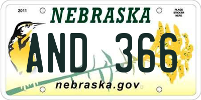 NE license plate AND366